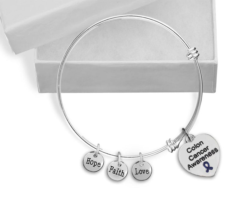 Colon Cancer Heart Retractable Charm Bracelets - Fundraising For A Cause