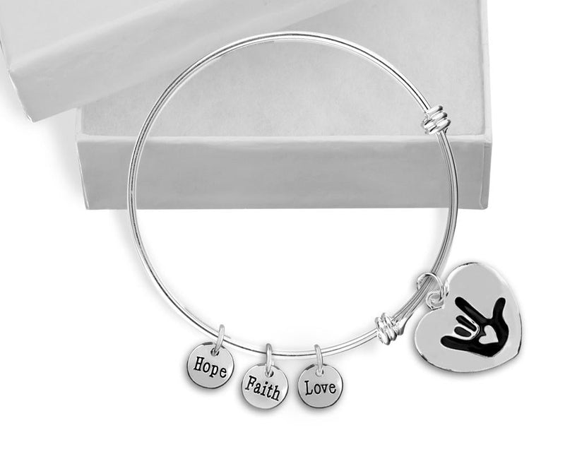 Deafness Awareness Retractable Heart Charm Bracelets - Fundraising For A Cause