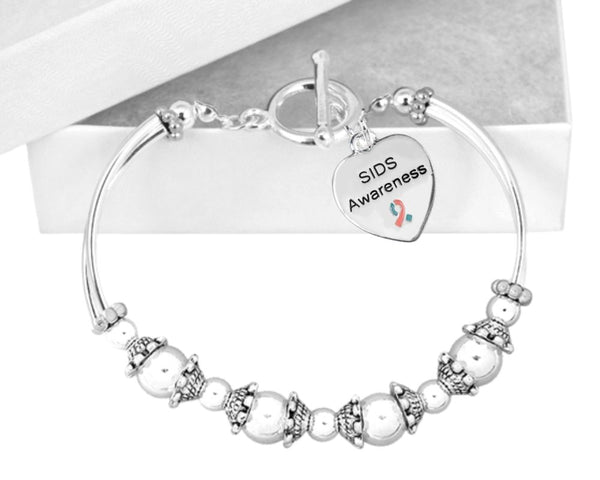 SIDS Awareness Heart Charm Partial Beaded Bracelets - Fundraising For A Cause