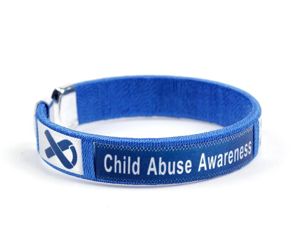 Child Abuse Awareness Bangle Bracelet, Dark Blue Ribbon Jewelry