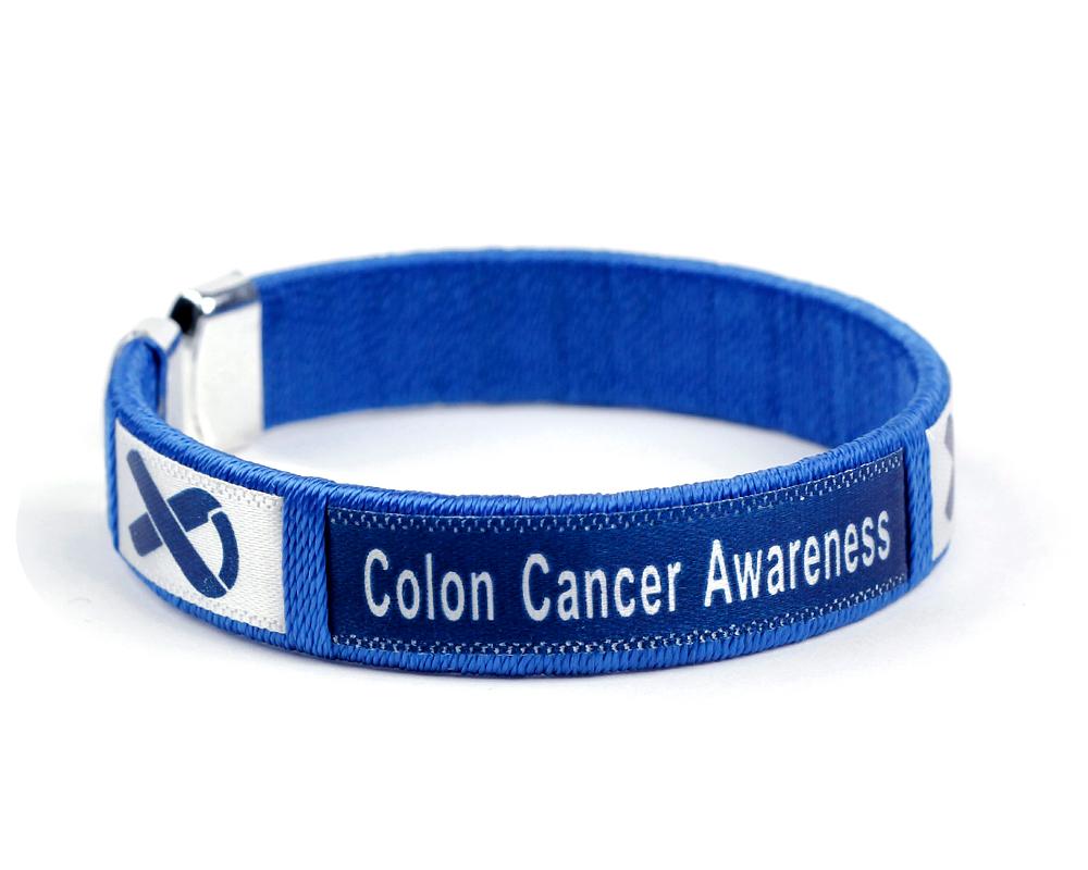 Colon Cancer Awareness Dark Blue Ribbon Bangle Bracelets - Fundraising For A Cause