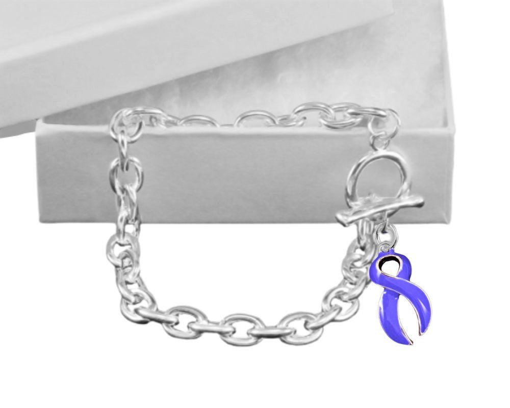 Large Periwinkle Ribbon Awareness Chunky Charm Bracelets - Fundraising For A Cause