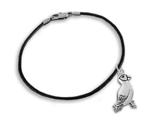 Load image into Gallery viewer, Black Cord Parrot Charm Bracelets, Conservation Jewelry - Fundraising For A Cause