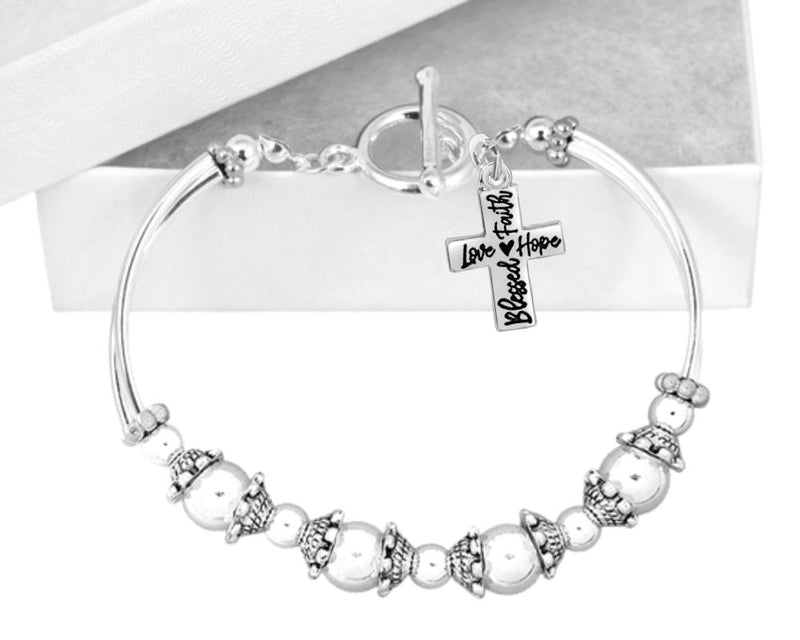 Partial Beaded Blessed, Hope, Faith, and Love Cross Charm Bracelets - Fundraising For A Cause