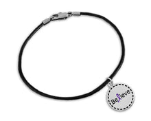 Load image into Gallery viewer, Round Believe Purple Ribbon Leather Cord Bracelets - Fundraising For A Cause