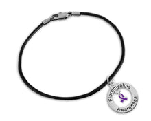 Load image into Gallery viewer, Fibromyalgia Awareness Black Leather Cord Bracelets - Fundraising For A Cause