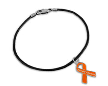 Load image into Gallery viewer, Multiple Sclerosis Orange Ribbon Leather Cord Bracelets - Fundraising For A Cause