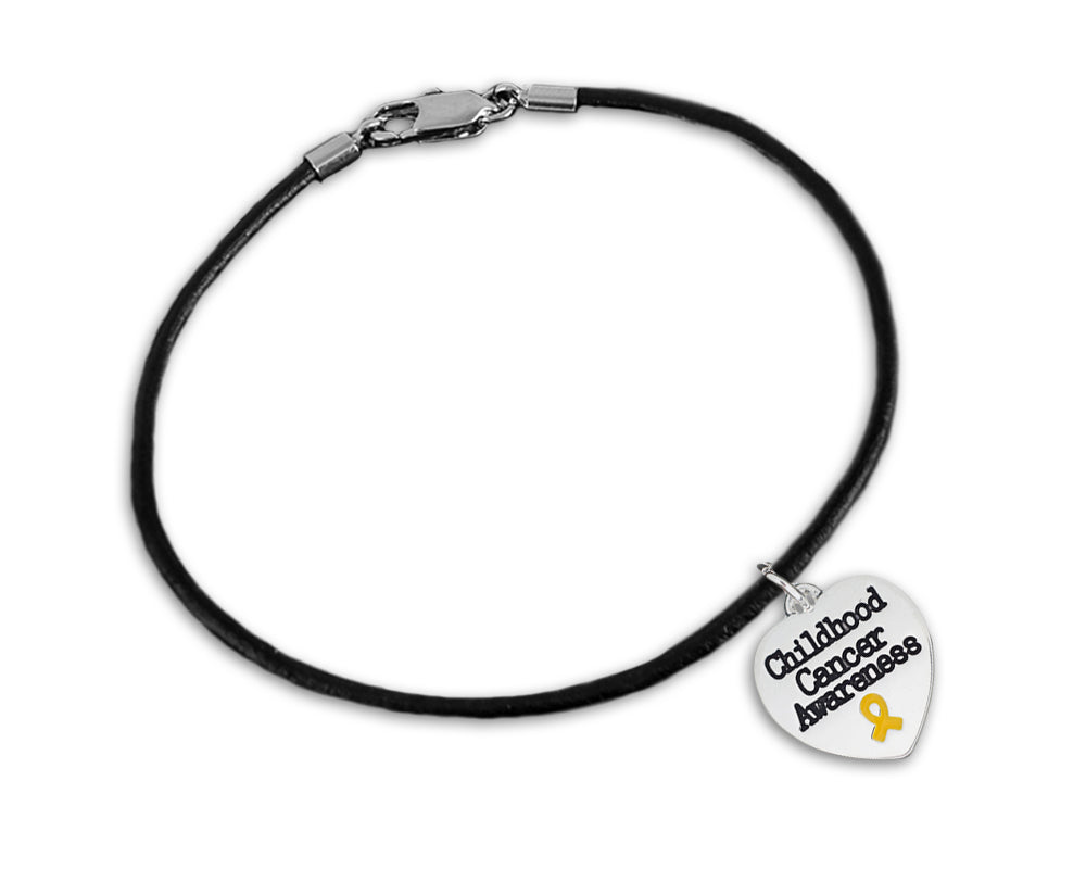 Black Cord Childhood Cancer Awareness Heart Bracelets - Fundraising For A Cause