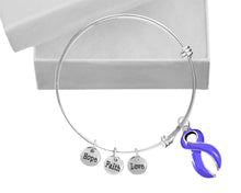 Load image into Gallery viewer, Inspirational Periwinkle Ribbon Awareness Charm Retractable Bracelets - Fundraising For A Cause