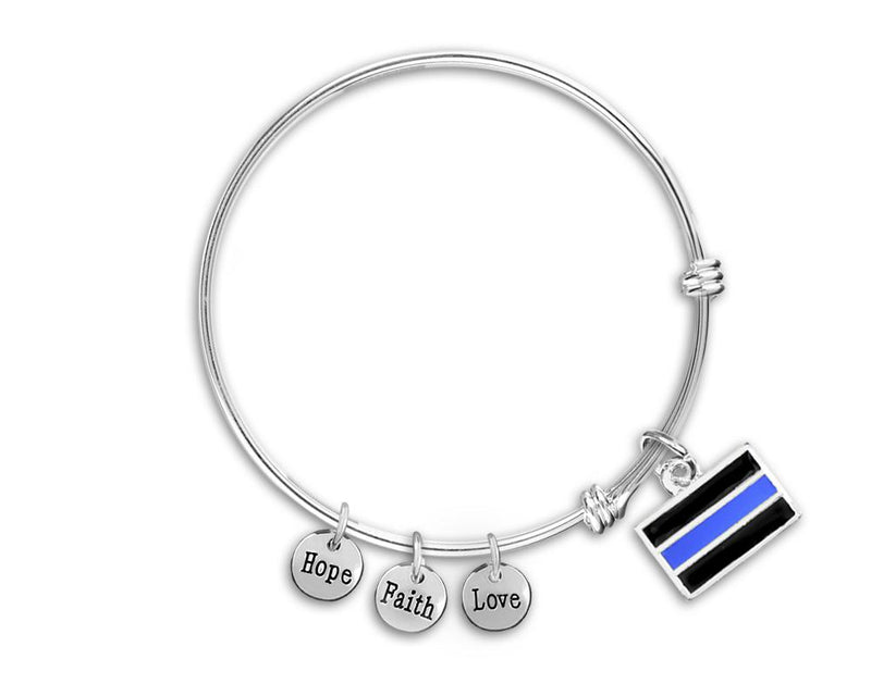 aw Enforcement Support Blue Line Retractable Charm Bracelets