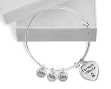 Load image into Gallery viewer, Domestic Violence Heart Purple Ribbon Retractable Charm Bracelets - Fundraising For A Cause