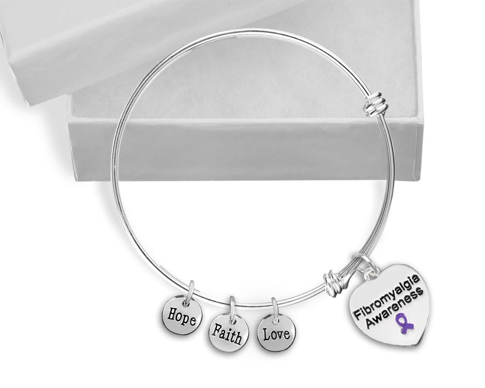 Fibromyalgia Heart Retractable Charm Bracelets - Fundraising For A Cause