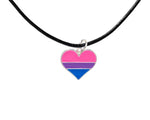 Black Cord Heart Bisexual LGBTQ Necklaces - Fundraising For A Cause
