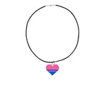Black Cord Heart Bisexual LGBTQ Necklaces - Fundraising For A Cause