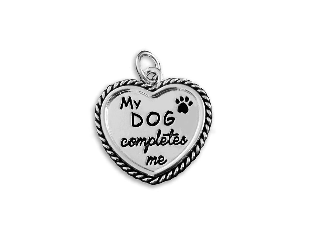 My Dog Completes Me Charms, Paw Print Heart Charms - Fundraising For A Cause