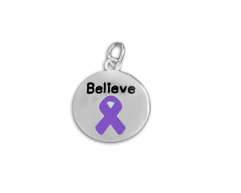 Circle Believe Purple Ribbon Charms - Fundraising For A Cause