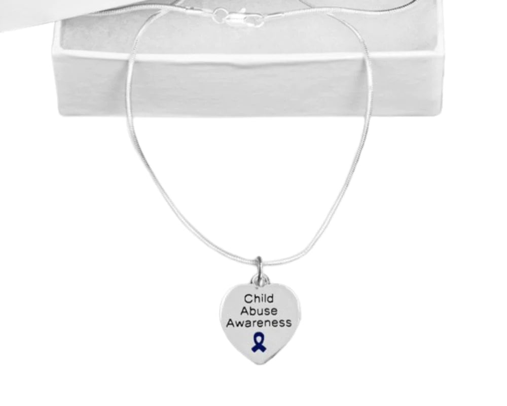 Heart Child Abuse Awareness Ribbon Necklaces - Fundraising For A Cause