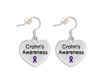 Crohn's Disease Awareness Purple Ribbon Heart Earrings - Fundraising For A Cause