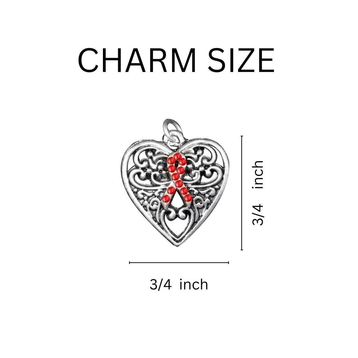 Decorative Heart Red Ribbon Chunky Charm Bracelets - Fundraising For A Cause
