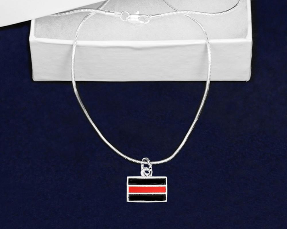 Firefighter Rectangle Red Line Necklaces - Fundraising For A Cause