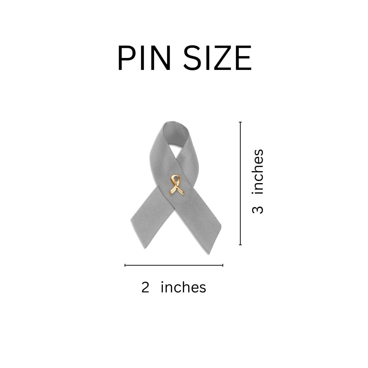 Gray Satin Ribbon Awareness Pins - Fundraising For A Cause