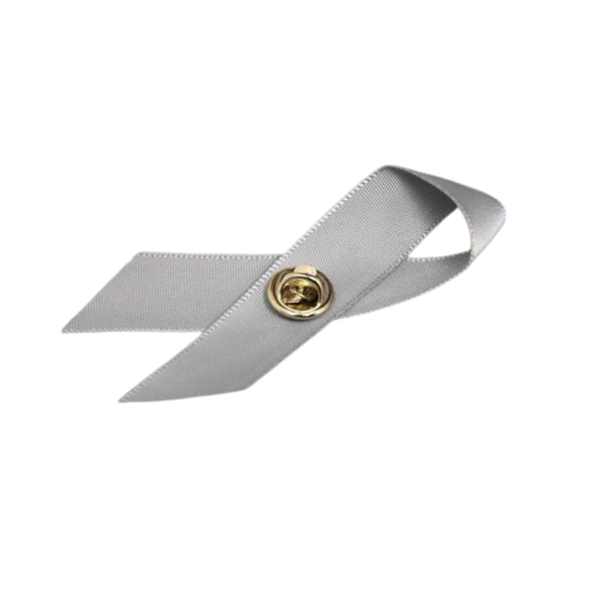 Gray Satin Ribbon Awareness Pins - Fundraising For A Cause