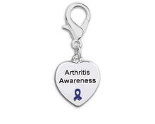 Load image into Gallery viewer, Arthritis Awareness Blue Ribbon Heart Hanging Charms - Fundraising For A Cause