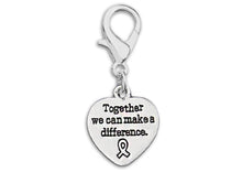 Load image into Gallery viewer, Difference Ribbon Awareness Silver Heart Hanging Charms - Fundraising For A Cause