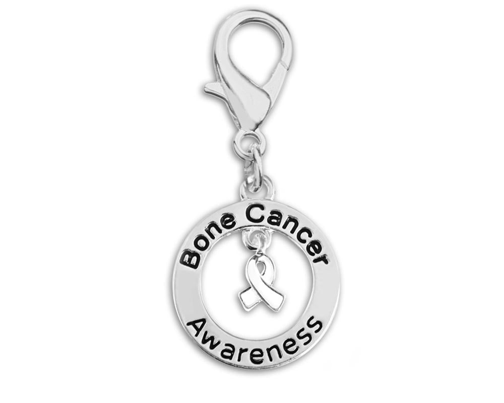Bone Cancer Awareness White Ribbon Hanging Charms - Fundraising For A Cause