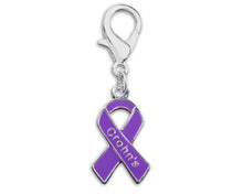 Load image into Gallery viewer, Crohn&#39;s Disease Purple Ribbon Hanging Charms - Fundraising For A Cause