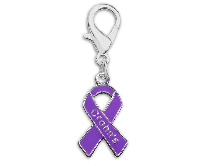 Crohn's Disease Purple Ribbon Hanging Charms - Fundraising For A Cause