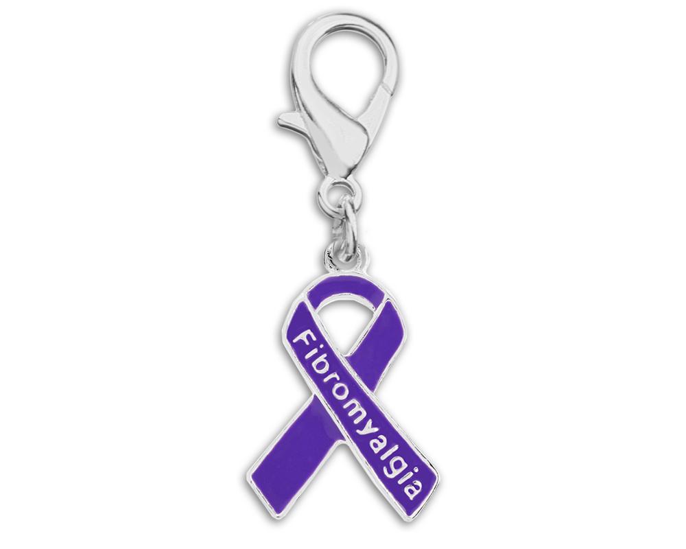 Fibromyalgia Awareness Purple Ribbon Hanging Charms - Fundraising For A Cause
