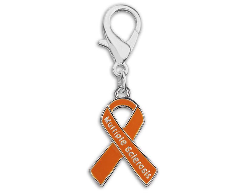 Multiple Sclerosis Orange Ribbon Hanging Charms - Fundraising For A Cause