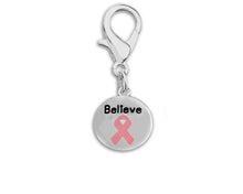 Load image into Gallery viewer, Circle Believe Pink Ribbon Hanging Charms - Fundraising For A Cause