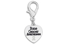 Load image into Gallery viewer, Bone Cancer Awareness White Ribbon Heart Hanging Charms - Fundraising For A Cause