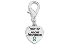 Load image into Gallery viewer, Teal Ovarian Cancer Awareness Heart Hanging Charms - Fundraising For A Cause