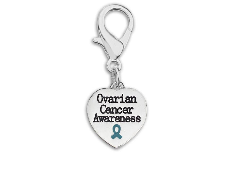 Teal Ovarian Cancer Awareness Heart Hanging Charms - Fundraising For A Cause