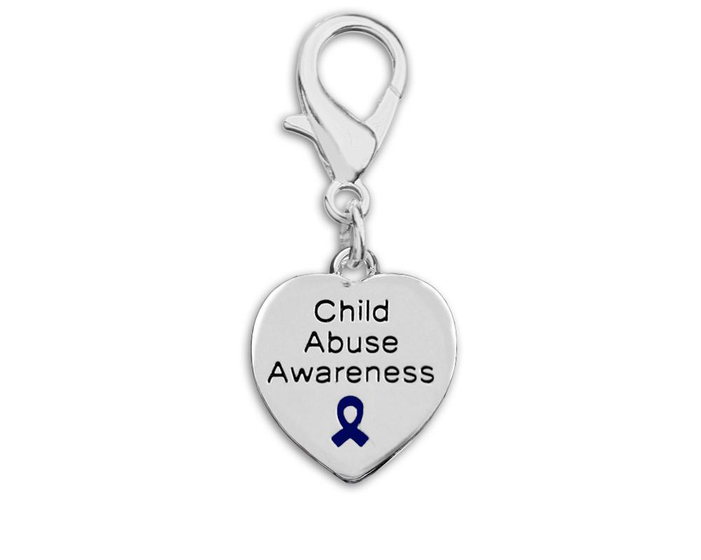 Child Abuse Awareness Heart Hanging Charms - Fundraising For A Cause
