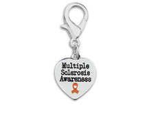 Load image into Gallery viewer, Multiple Sclerosis Awareness Orange Ribbon Heart Hanging Charms - Fundraising For A Cause
