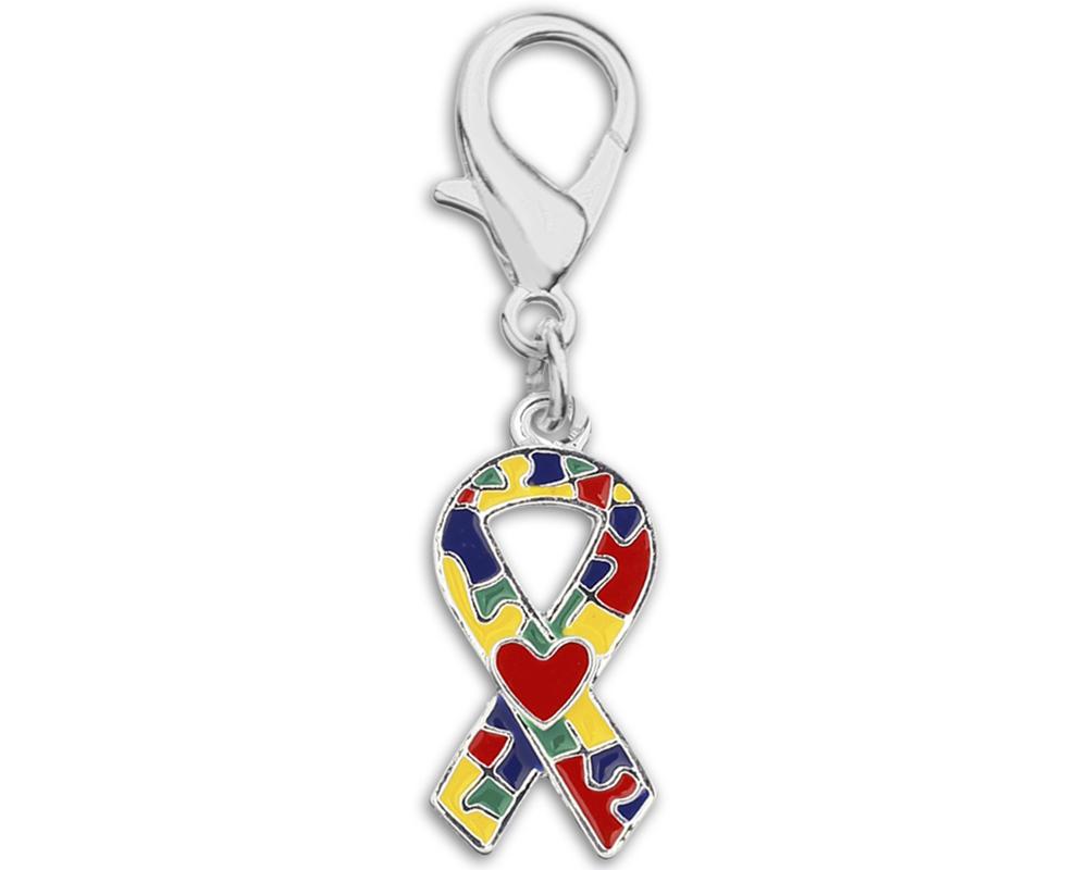 Autism Ribbon with Heart Hanging Charms - Fundraising For A Cause