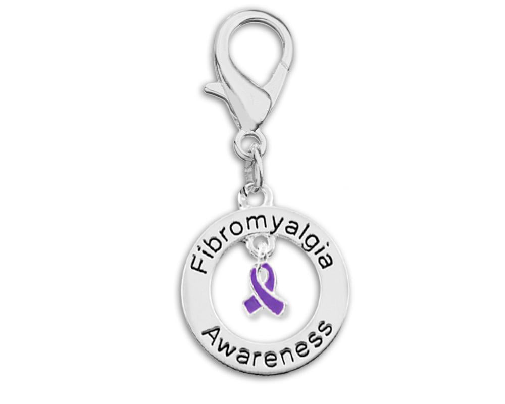 Purple Ribbon Fibromyalgia Awareness Hanging Charms - Fundraising For A Cause