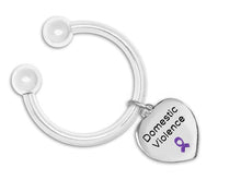 Load image into Gallery viewer, Domestic Violence Awareness Purple Ribbon Heart Key Chains - Fundraising For A Cause