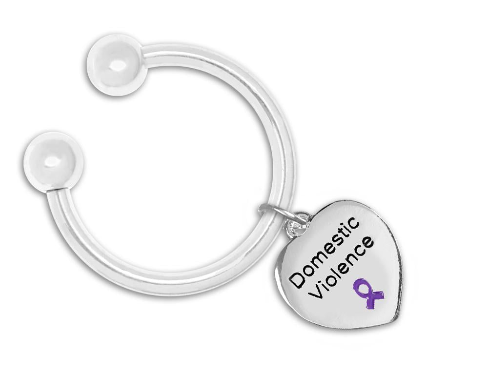 Domestic Violence Awareness Purple Ribbon Heart Key Chains - Fundraising For A Cause