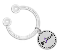 Load image into Gallery viewer, Round Believe Purple Ribbon Keychains - Fundraising For A Cause