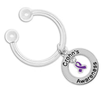 Load image into Gallery viewer, Crohn&#39;s Disease Awareness Purple Ribbon Key Chains - Fundraising For A Cause