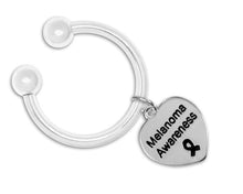 Load image into Gallery viewer, Melanoma Awareness Black Ribbon Heart Key Chains - Fundraising For A Cause