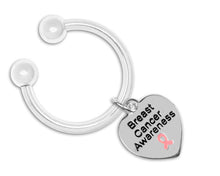 Load image into Gallery viewer, Breast Cancer Awareness Heart Keychains - Fundraising For A Cause