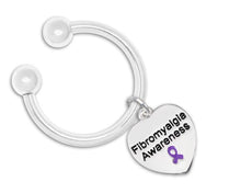 Load image into Gallery viewer, Fibromyalgia Awareness Purple Ribbon Heart Key Chains - Fundraising For A Cause