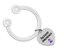 Load image into Gallery viewer, Epilepsy Awareness Purple Ribbon Heart Key Chains - Fundraising For A Cause