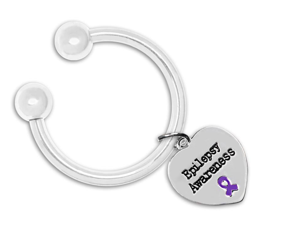 Epilepsy Awareness Purple Ribbon Heart Key Chains - Fundraising For A Cause
